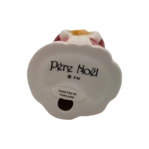 Pere Noel Ornament Figurine Ceramic Santa Father Cloak Woven Basket Christmas - Picture 6 of 6